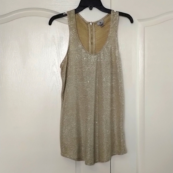 Worthington size medium gold metallic sleeveless racerback style blouse zip back - Picture 1 of 7